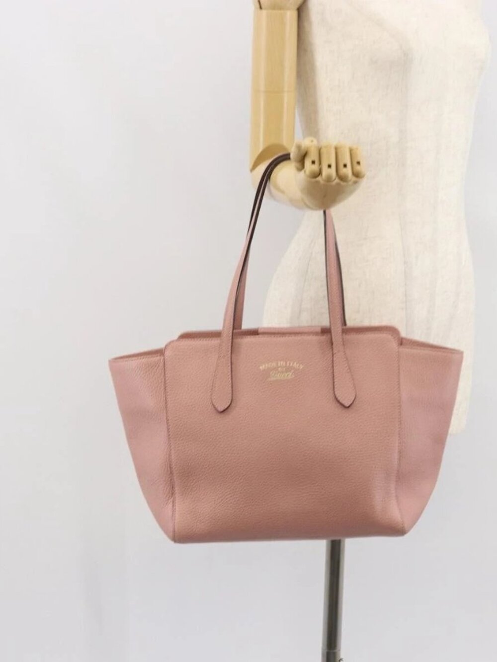 GUCCI Tote Bag Leather Pink Gold 354408 Auth 164490